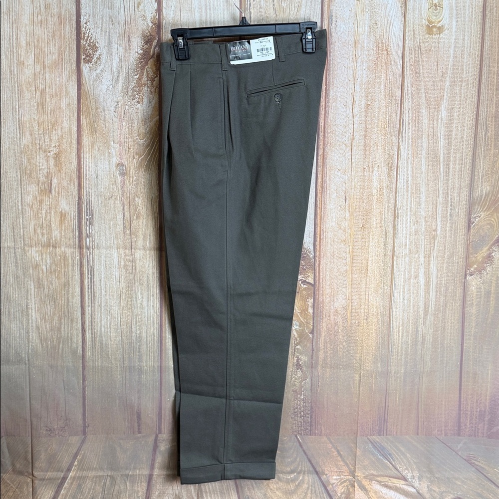 💵NWT Botany 500 Pleated Front Men's Dress Pants - Olive Green Size 32 Short